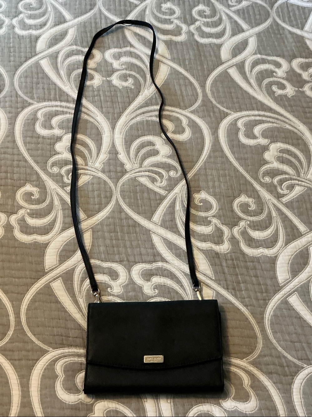 Kate Spade New York Black Saffiano Leather Crossbody Wallet